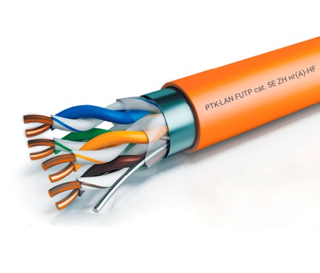 202-004 кабель витая пара LAN F/UTP 4x2x24AWG (0,51 мм) кат.5е (305 м) LSZH (оранжевый) Пожтехкабель