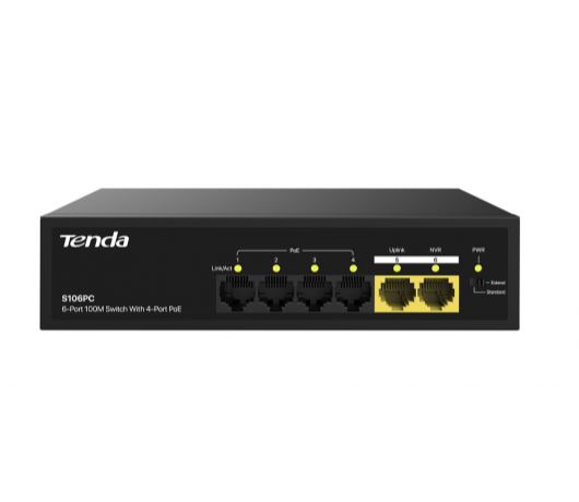 S106PC неуправляемый коммутатор с поддержкой технологии PoE (Power over Ethernet) Tenda