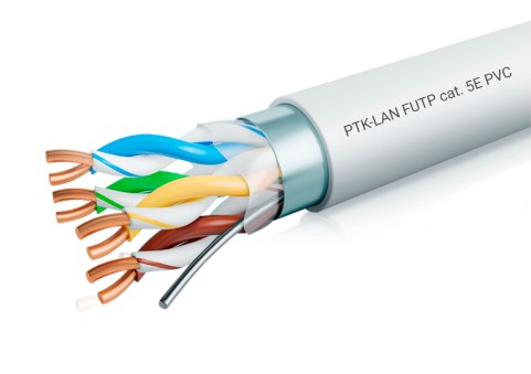 202-003 кабель витая пара LAN F/UTP 4x2x24AWG (0,51 мм) кат.5е (305 м) PVC (серый) Пожтехкабель 