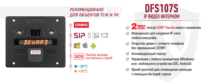 IP ВИДЕО ИНТЕРКОМ BEWARD DFS107S
