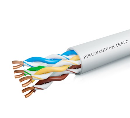 202-017 кабель витая пара LAN U/UTP 4x2x24AWG (0,48 мм) кат.5е (305 м) PVC (серый) Standard Пожтехкабель