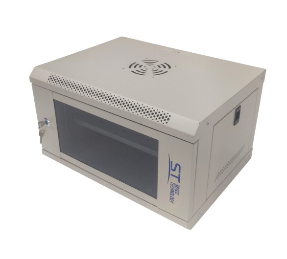 ST-NC6U01 (СЕРЫЙ) С ПОЛКОЙ (версия 2) шкаф телекоммуникационный 19" настенный/напольный 6U Space Technology