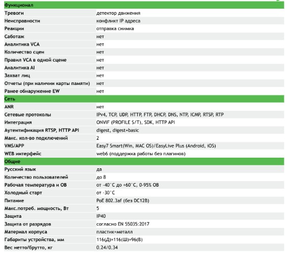 TC-C34XN Spec:I3/E/Y/2.8mm/V5.0 купольная внутренняя IP-камера видеонаблюдения с встроенным микрофоном Tiandy