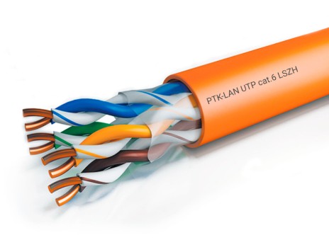202-024 кабель витая пара LAN U/UTP 4x2x23AWG (0,57 мм) кат.6 (305 м) LSZH (оранжевый) Пожтехкабель