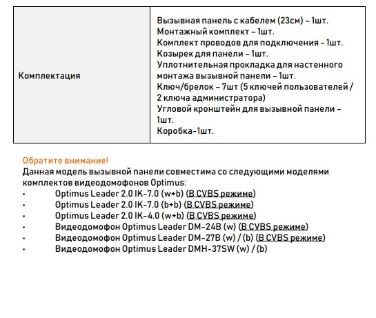 Leader DSH-32IR (b) вызывная панель Optimus