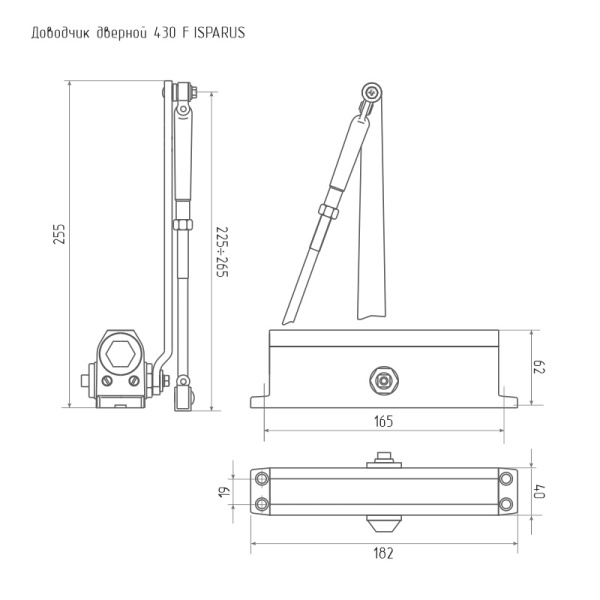 НОРА-М 430 F ISPARUS фиксация (от 50 до 110кг) доводчик морозостойкий (серебро) 