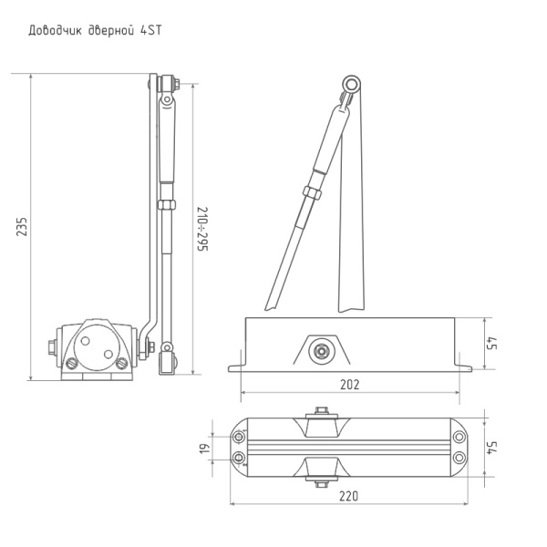 НОРА-М 4ST (25-120 кг) доводчик морозостойкий (серебро) 