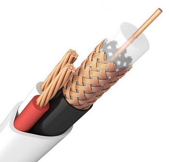 КВК-В-2 2х0,5 кабель комбинированный для систем видеонаблюдения ( белый) (200 м/бухта) CADENA 