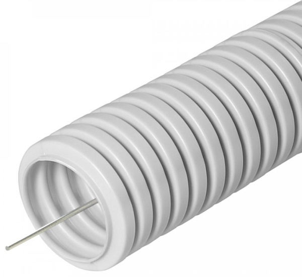 PR.011631 труба гофрированная ПВХ D=16 легкая с зондом серая (100 м/бухта) Промрукав