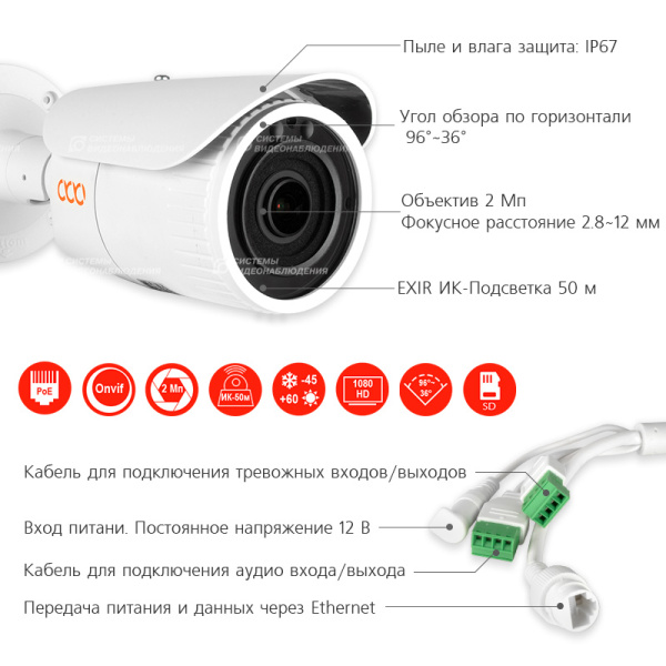 PRO 28 (ver.1422) уличная всепогодная IP-камера видеонаблюдения Novicam