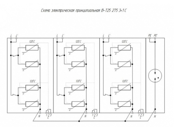 В-Т25 275/3+1 С четырёхполюсное устройство защитное УЗИП ХАКЕЛЬ