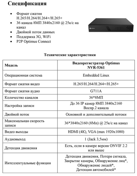 NVR-5361 IP-видеорегистратор 36-ти канальный Optimus
