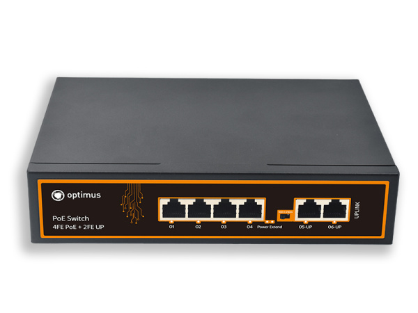 U1E-4F/2F (12-24V) коммутатор неуправляемый 6-ти портовый PoE Optimus