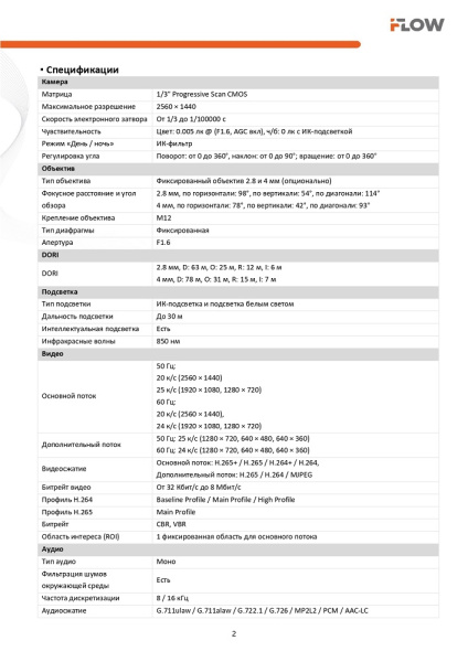 F-IC-1142CM(4mm) (Аналог DS-I450M(C)(4mm)) 4Мп уличная цилиндрическая IP-камера с гибридной Smart-подсветкой и встроенным микрофоном iFlow