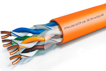 202-002 кабель витая пара LAN U/UTP 4x2x24AWG (0,51 мм) кат.5е (305 м) LSZH (оранжевый) Пожтехкабель