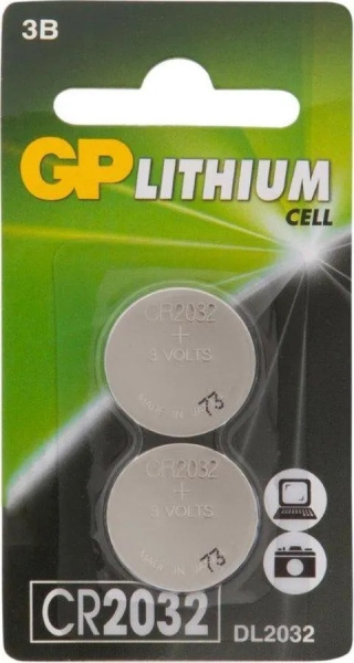 Батарея GP Lithium CR2032 (2шт) блистер GP CR2032-2CRU2