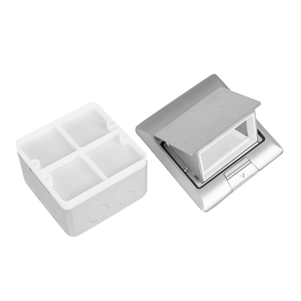 DR-PRO-013822 лючок напольный, 4 модуля, выдвижной, алюминий, в бетон, серебрянный Datarex