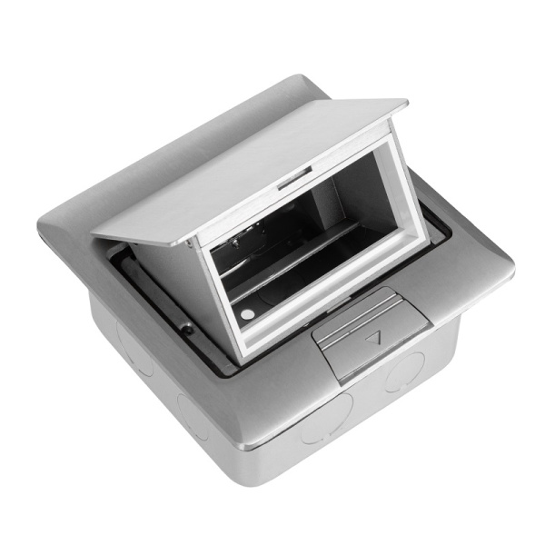 DR-PRO-013822 лючок напольный, 4 модуля, выдвижной, алюминий, в бетон, серебрянный Datarex