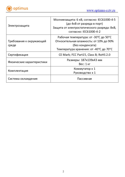 U1i-8F2b/2F неуправляемый PoE-коммутатор Optimus 