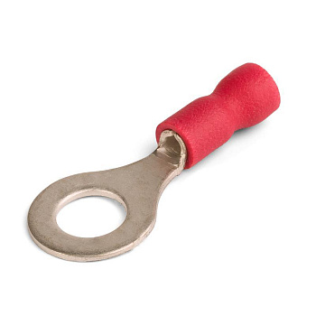 PR08.10407 наконечники кольцевые изолированные с ПВХ манжетой (НКИ) 1,5–6 красные (100 шт/уп) Промрукав