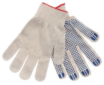 Перчатки х/б 4-нит. с ПВХ облегченные (белые)