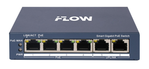 F-SW-EM606POE-VM коммутатор L2, смарт-управляемый, 4 гигабитных порта RJ45 PoE (iFlow)