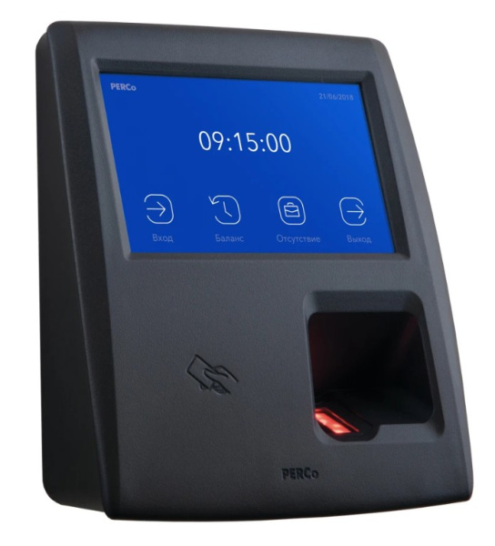 PERCo-CR11.1 биометрический терминал учета рабочего времени со встроенным сканером отпечатков пальцев PERCo