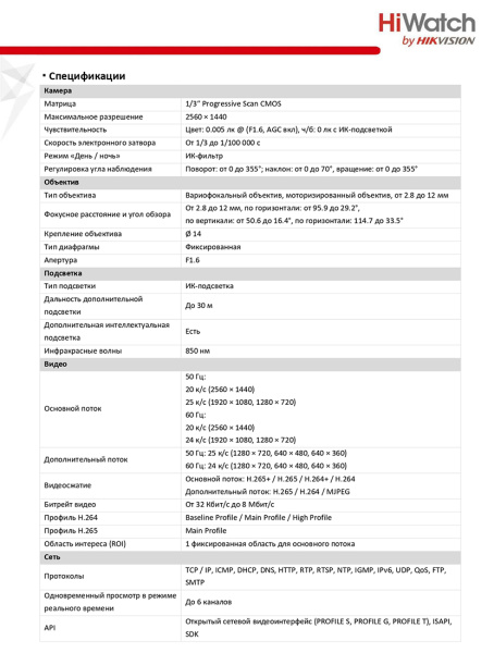 DS-I458Z(B) (2.8-12 mm) уличная купольная всепогодная IP-камера видеонаблюдения HiWatch