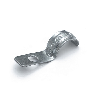 PR13.02423 скоба металлическая однолапковая усиленная противопожарная СМОУ d14-15 мм отв. d 6,5 мм (100шт/2000шт уп/кор) Промрукав