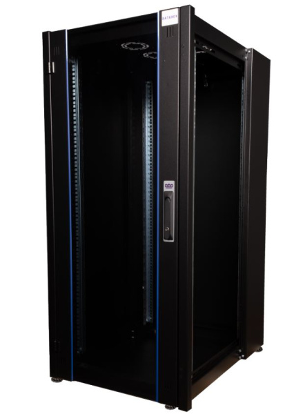 DR-700511 шкаф напольный, телекоммуникационный 19" передняя дверь стекло, задняя стенка сплошная, металл, черный Datarex