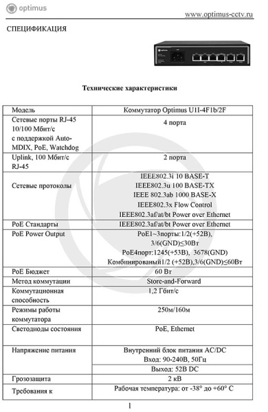 U1I-4F1b/2F_V.1 коммутатор Optimus 
