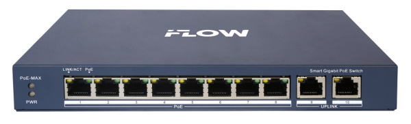F-SW-EM610POE-VM коммутатор L2, Смарт-управляемый, 8 гигабитных портов RJ45 PoE iFlow
