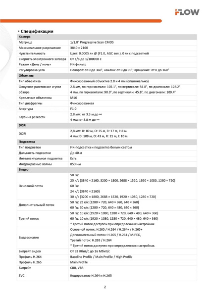 F-IC-2186CM(2.8mm) (Аналог DS-2CD2087G2H-LIU(2.8mm)(eF)) 8Мп уличная цилиндрическая IP-камера с гибридной Smart подсветкой iFlow