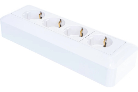 RA16-411M-B Розетка 4-м ОП Blanca 16А IP20 250В з/к+шторки+монт.пласт.белый (Systeme Electric)