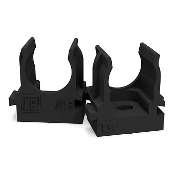 PR13.0405 крепеж-клипса для труб атмосферостойкая для прямого монтажа черная в п/э d16 мм (100шт/1100шт уп/кор) Промрукав