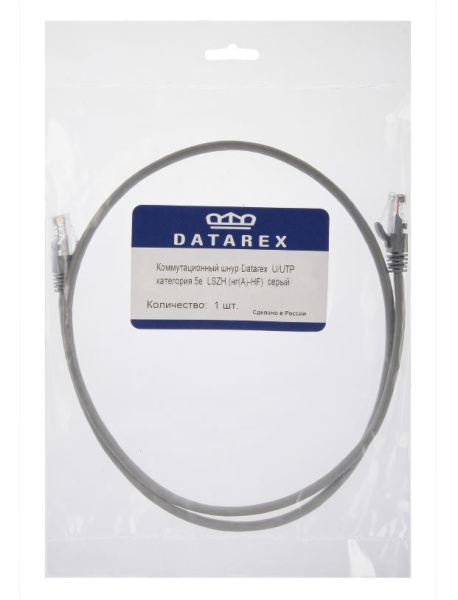 DR-180011 коммутационный шнур U/UTP категория 5e PVC нг(А)-LS 3,0 м, серый Datarex