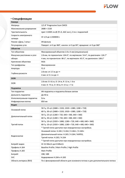 F-IC-2146CM(2.8mm) (Аналог DS-2CD2047G2H-LIU(2.8mm)(eF) 4Мп уличная цилиндрическая IP-камера с гибридной Smart подсветкой  iFlow