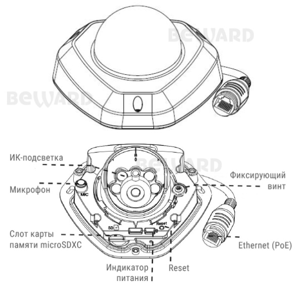SV2012DM (2,8 мм) купольная уличная IP-камера со встроенным микрофоном Beward