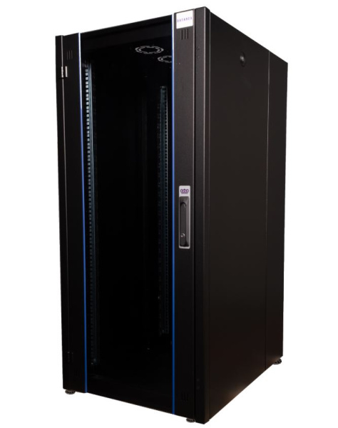 DR-700211 шкаф напольный, телекоммуникационный 19" передняя дверь стекло, задняя стенка сплошная, металл, черный Datarex