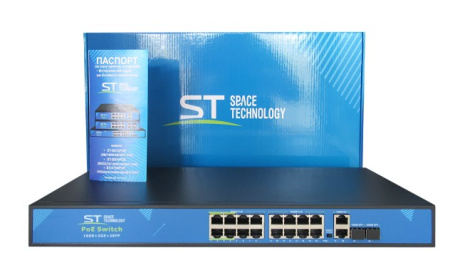 ST-S166POE (16G/2G/2S/300W/АB/4BT) PRO сетевой PoE коммутатор Space Technology