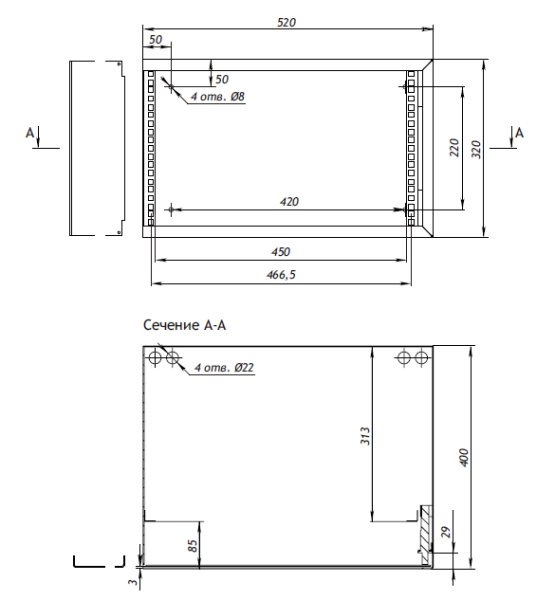 EC-WP-075240-GY	настенный антивандальный шкаф пенального типа