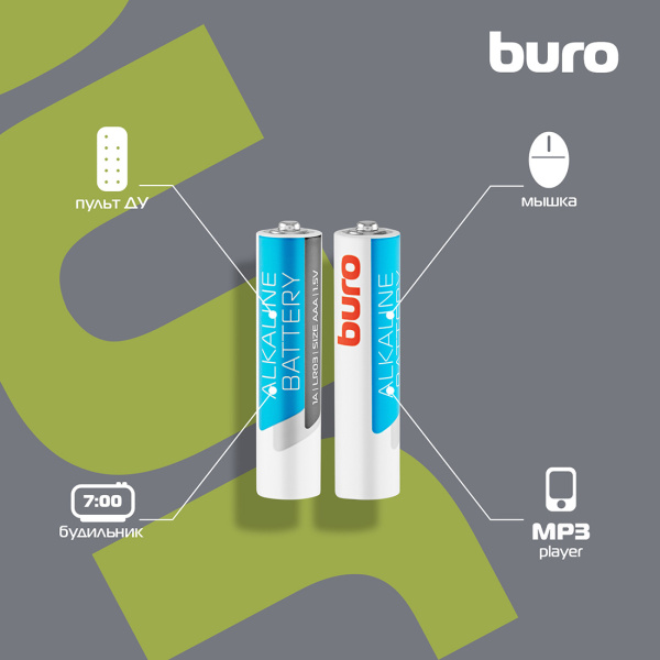 Батарея Buro Alkaline LR03 AAA (4шт/уп)