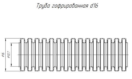 PR02.0214 труба гофрированная ПЛЛ легкая 350 Н безгалогенная (HF) негорючая (НГ) d16(100м/уп)  Промрукав