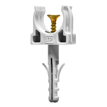 PR13.0307 крепеж-клипса с дюбелем и саморезом серая d16 мм в малой упаковке (10шт/900шт уп/кор) Промрукав