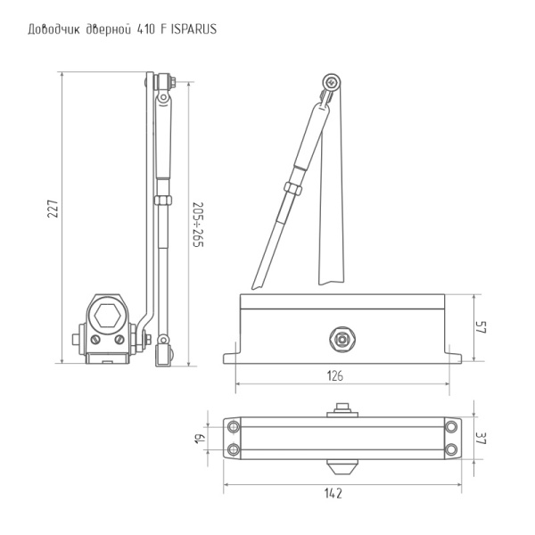 НОРА-М 410 F ISPARUS фиксация (от 15 до 60кг) доводчик морозостойкий  (серебро) 