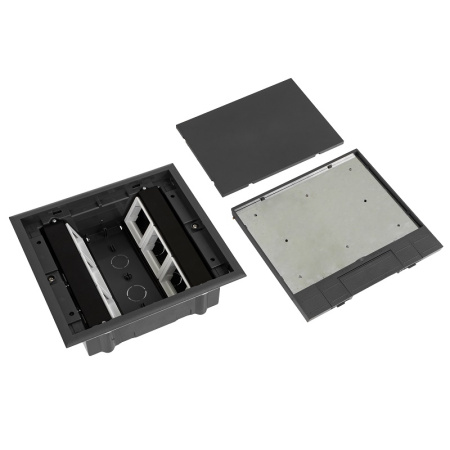 DR-PRO-015211 лючок напольный, 12 (2x6) модулей, вертикальный, пластиковая крышка, серый Datarex