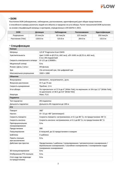 F-IP-1421CSZ15 (Аналог DS-I215(D)) 2Мп уличная поворотная IP-камера с ИК-подсветкой до 100м и технологией SharpSense iFlow