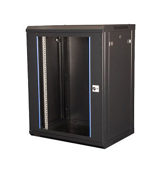 DR-634001 шкаф 19" телекоммуникационный настенный, дверь стекло, черный Datarex