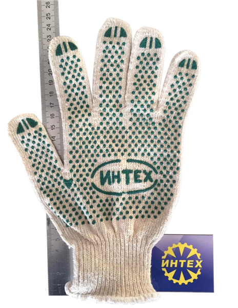 Перчатки ХБ с ПВХ покрытием, 10 класс (белые)