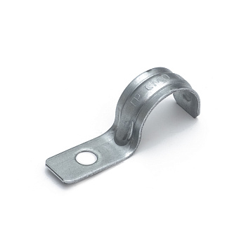 PR13.02425 скоба металлическая однолапковая усиленная противопожарная СМОУ d19-20 мм отв. d 6,5 мм (100шт/1200шт уп/кор) Промрукав